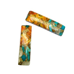 Ostra Espinosa cobre turquesa suave largo rectángulo forma piedra preciosa par suelto piedras naturales para fabricación de joyas manualidades DIY - Product Image 3