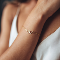 Bracelet minimaliste en argent sterling 925 avec pendentif feuille d'olivier naturelle, personnalisable