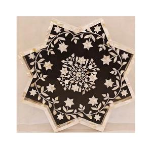 Custom <strong>Inlay</strong> Tray Natural <strong>Bone</strong> Eco-friendly Tray <strong>Indian</strong> Craftsmanship Moroccan Design High-quality Tray Tabletop Decor