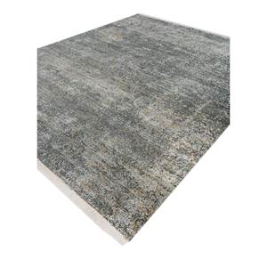Alfombra de Lana Azul Entropía Anudada a Mano con Patrón Abstracto de Rompecabezas para Dormitorio o Pasillo, Modelo Rectangular de Felpa Reb-1489 - Product Image 2