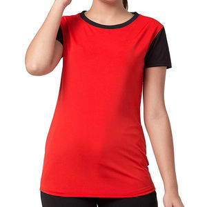 Camiseta de Algodón para Mujer, Corte Regular Informal, Estilo Urbano, Suave y Transpirable, Color Sólido, Uso Diario, OEM, ODM, Logotipo Personalizado, Venta al por Mayor - Product Image 1