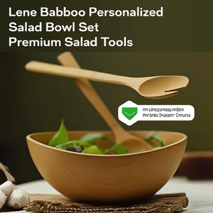 Set di Ciotole per Insalata Personalizzate Lene Bamboo, Utensili Premium per Insalata - Product Image 3