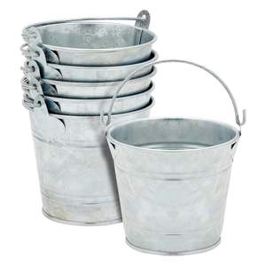 Hot Selling Iron Galvanized Pail Bucket with <b>Wood</b> Handle for Your Home And Gardens Decor <b>Flower</b> Planter Pail Bucket - Product Image 3