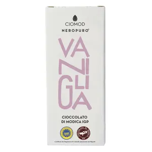 Dibuat di Italia Minimum Cocoa 50% Vanilla Free Gluten Lactos Free Vegan PGI 100g Modica Vanilla coklat Bar