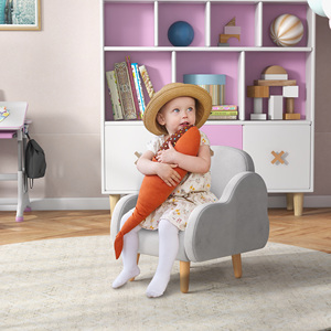 ZONEKIZ Fauteuil enfant jusqu'à 3 ans avec accoudoirs Cloud en tissu, 46x51x55cm, Gris - Product Image 2