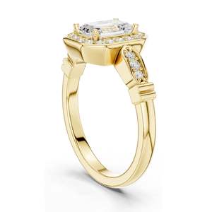 1.286 CT <b>Emerald</b> Cut Lab Diamond Halo Engagement <b>Ring</b> VVS-VS EF Clarity 18KT, 14KT, 10KT Gold & 925 <b>Silver</b> Rose, Yellow, - Product Image 6