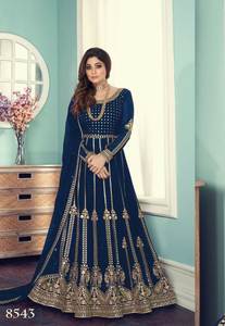 Shamita Shetty a inspiré la plus belle broderie lourde Faux Georgette tissu costume de luxe pakistanais salwar/catalogues ethniques. - Product Image 5