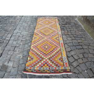 Vintage 29 'X 86' tapis ethnique turc rouge jaune Patchwork Design laine matériel Latex grande surface Rectangle pour chevet 10mm - Product Image 1