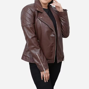 Vêtements d'extérieur de style avec un confort durable et une finition classique à glissière fabriqués comme une veste en cuir véritable durable pour femmes pour toutes les saisons - Product Image 2