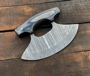 Bushcraft personalizado hecho a mano Damasco acero Ulu cuchillo Alaska Damasco Ulu cuchillo con funda para usos multiusos - Product Image 4
