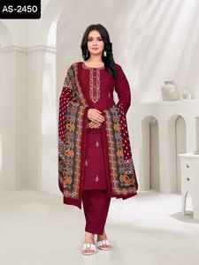Dernières collections Vêtements quotidiens décontractés Kurtis fantaisie pour femmes Ensemble Kurtis en coton mélangé Pent Rayon Dupatta Vêtements indiens pakistanais - Product Image 4