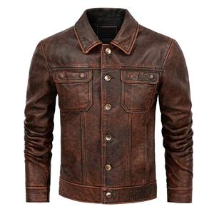 Veste en cuir de vache véritable décontractée pour homme, de la meilleure qualité, avec rembourrage en duvet et tissu, idéale pour le printemps. - Product Image 1
