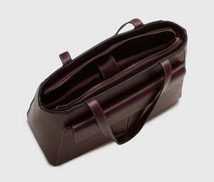 Sac fourre-tout vintage en cuir bordeaux pour femme, grand sac à bandoulière pour le travail, sacoche pour ordinateur portable, sac à main professionnel avec fermeture éclair, deux compartiments - Product Image 4