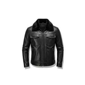Veste bomber d'hiver pour homme en cuir véritable de peau de mouton, col montant, design personnalisable, option de logo frontal pour les acheteurs exportateurs - Product Image 4