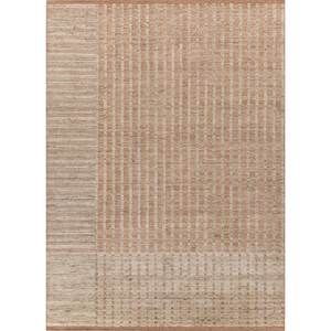 พรมขนสัตว์ทอมือลายเส้นสีเบจและสีน้ำตาล ขนาดใหญ่ 9x12 ฟุต รูปทรงสี่เหลี่ยมผืนผ้า สำหรับห้องโถงหรือทางเดินในบ้าน รุ่น ZA Jaipur Rugs - Product Image 1