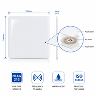 Carte NFC personnalisée pour avis Google, vente en gros, faible MOQ, plaque en acrylique avec support, code QR programmable, 13,56 MHz, étanche, pour entreprises