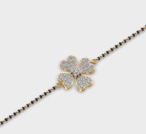 IGI Certified Lab Grown Round Diamond Floral <b>Clover</b> Mangalsutra <b>Bracelet</b> in 14K Yellow / White / Rose Gold - Product Image 4