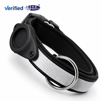 Collier rembourré réfléchissant pour chien avec support de localisateur, réglable en nylon, anneau en D métallique, logo personnalisé, vente en gros OEM