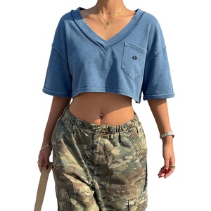 Nuevas camisetas de verano 2026 personalizadas para mujer, tops cortos populares de streetwear, camiseta holgada vintage de alta calidad OEM - Product Image 1