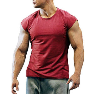 Débardeur d'été sans manches pour hommes, gilet musculaire solide, t-shirts à col en O, t-shirts avec logo personnalisé OEM - Product Image 5