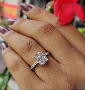 10kt Solid Gold Unique Promise Proposal Rings for Women Made With Cushion Cut Lab Grown Diamond - Product Image 3