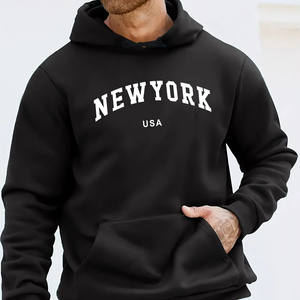 Sweats à capuche d'hiver imprimés personnalisés pour hommes-Polaire lourde 100% Polyester Oversize Fit Pocket Design Matching Couples Sweatshirts - Product Image 1