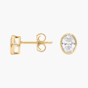 Modernos Pendientes de Diamantes con Corte Ovalado y Bisel, 0.50 Ct, Diamantes Cultivados en Laboratorio en Oro Sólido de 14K, para Uso Diario, Regalo - Product Image 4