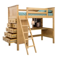 Valencia Twin Loft Bed con tocador Diseño moderno Mejor precio Color natural New Zealand Pino Camas de madera Hecho en Vietnam