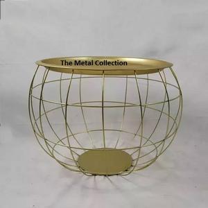 Juego de 3 cestas de almacenamiento decorativas para el hogar, cestas de metal con forma redonda y chapado en oro - Product Image 3