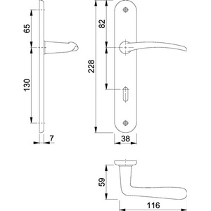 Juego de Manijas para Puerta de Latón Istanbul M171/332P 72mm Izquierda/Derecha HOPPE - Product Image 3