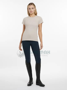 Camiseta ajustada para montar a caballo para mujer, Top elegante de competición ecuestre, ajustada, ligera, duradera, transpirable, de tela elástica - Product Image 3