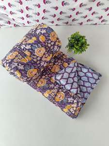 Colcha Razai de Algodón Hecha a Mano, Cálida para Invierno, con Estampado de Bloques, Estilo Boho - Product Image 4