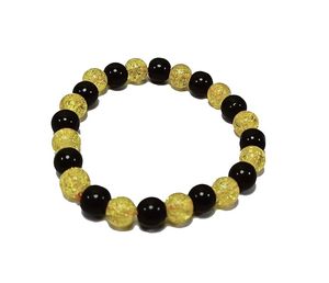 Hommes et femmes craquelé jaune avec perles rondes en obsidienne noire Bracelet Maker Stones Style Fashion Jewelry Energy-Giving Gift - Product Image 6