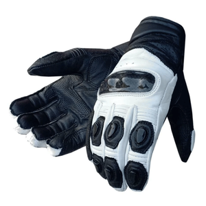 High Quality Black Genuine Cowhide Leather Motorbike Riding Gloves Breathable Printed Knuckle Armoured Unisex Auto Racing Wear - Product Image 4