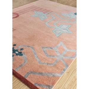 พรมลายเรขาคณิตโคลัม ทอมือจากขนสัตว์ ไหมไผ่ รุ่น AKWB-7002 สีแดงส้ม หนา 10 มม. สำหรับบ้าน ห้องนั่งเล่น ทางเดิน - Product Image 2