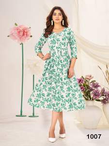 Ropa Étnica India Anarkali, Top Estampado de Rayón para Playa, Listo para Usar, Precio al por Mayor, Ropa India y Pakistaní - Product Image 6