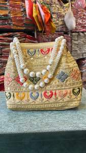 ผู้หญิงอินเดียปักกระเป๋าคลัทช์กระเป๋า Potli กระเป๋าสตางค์กระเป๋างานแต่งงานของขวัญคืนสําหรับผู้เข้าพักอินเดีย - Product Image 5