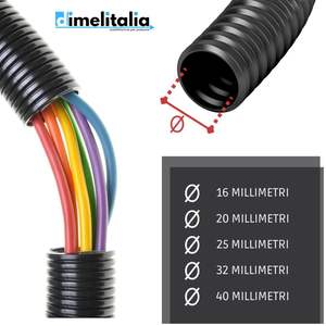 Guaina in tubo ondulato in PVC nero per cavo elettrico 20mm di diametro pieghevole e autoestinguente in metri - Product Image 3