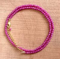 Rubis rouge naturel à facettes forme ronde pierres précieuses perlées collier ras du cou délicat pour les femmes 2.5mm pierres naturelles colliers prix en gros