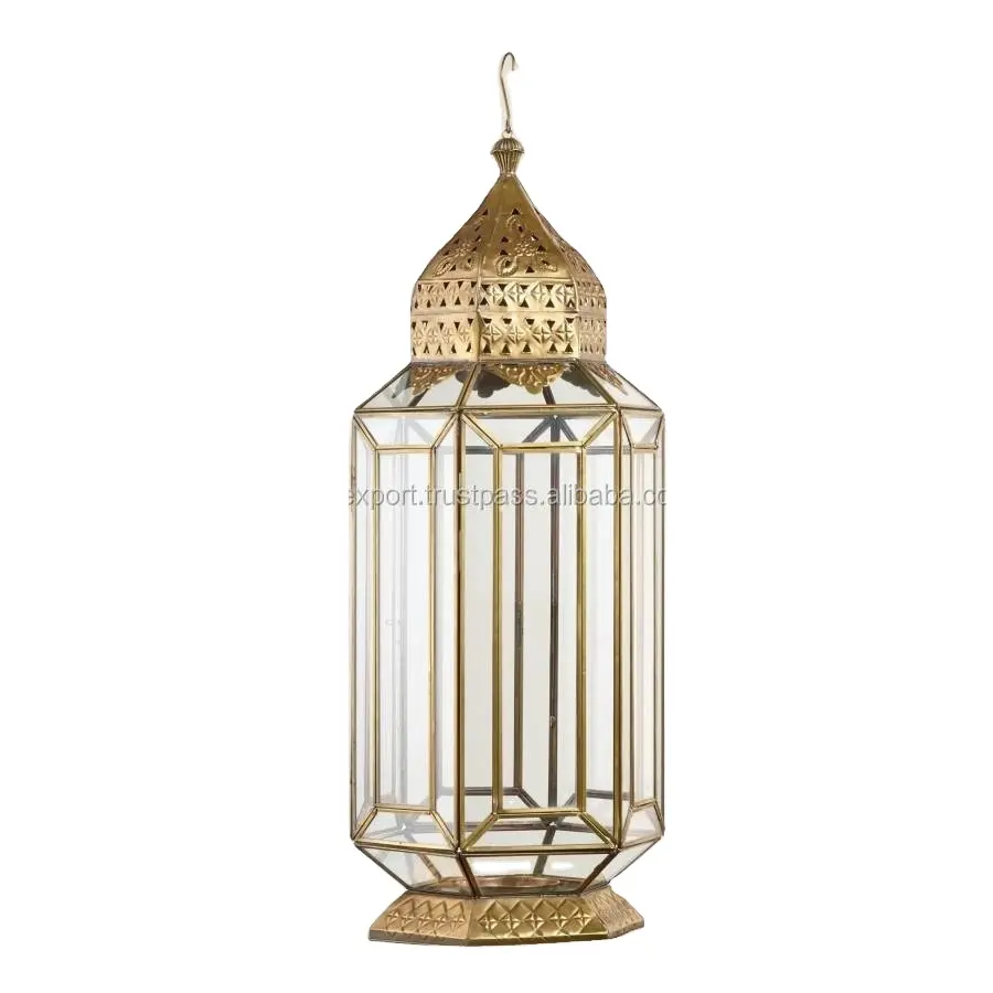 Linterna de Metal dorado con diseño de alambre, nuevo, elegante, grande, decoración moderna antigua
