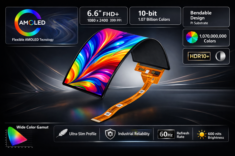 6.6 Inch Flexible AMOLED Display Module 1080x2400 FHD+ High Contrast ...