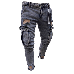 Pantalon en denim personnalisé de qualité supérieure grande taille Style décontracté doux et confortable tricoté tissage à la mode pantalon en denim pour hommes - Product Image 1