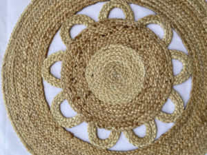 พรมปอกระเจาธรรมชาติรูปวงกลมถักลายด้วยการออกแบบทำมือสำหรับบ้านห้องนั่งเล่นโรงแรมในโรงพยาบาลสวดมนต์ - Product Image 3