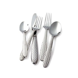 Cubiertos de plata pulida al por mayor de alta calidad, juegos de cubiertos al por mayor, cubiertos con mango audaz de acero inoxidable para boda - Product Image 4