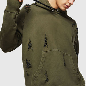 Venta caliente Sudadera con capucha desgastada para hombres 100% Material de algodón Streetwear estilo transpirable Terry Fabric logotipo personalizado - Product Image 6