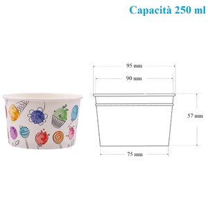 50 tazze colorate compostabili biodegradabili da 250ml per bevande usa e getta per dessert allo Yogurt gelato - Product Image 2