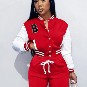 Design personnalisé de vestes universitaires remplies de coton de qualité supérieure pour femmes, vêtements de sport longs et décontractés respirants, baseball personnalisé, OEM - Product Image 1