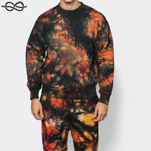 Sudadera teñida a mano de manga larga de corte regular 100% algodón Sudadera de color naranja, rojo al por mayor - Product Image 2