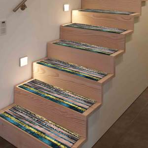 Geometric Pattern Rug, Printed Rug, Trendy Blue Modern Easy Clean,Step Rug - Product Image 4