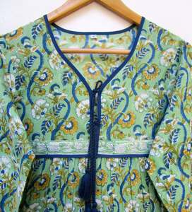 2025 Wholesale Collection Tie Dye Long Kaftan V-neck Half Sleeves Rayon Fabric Loose Fitting <b>Dress</b> with Side Slit Spring Kaftan - Product Image 5